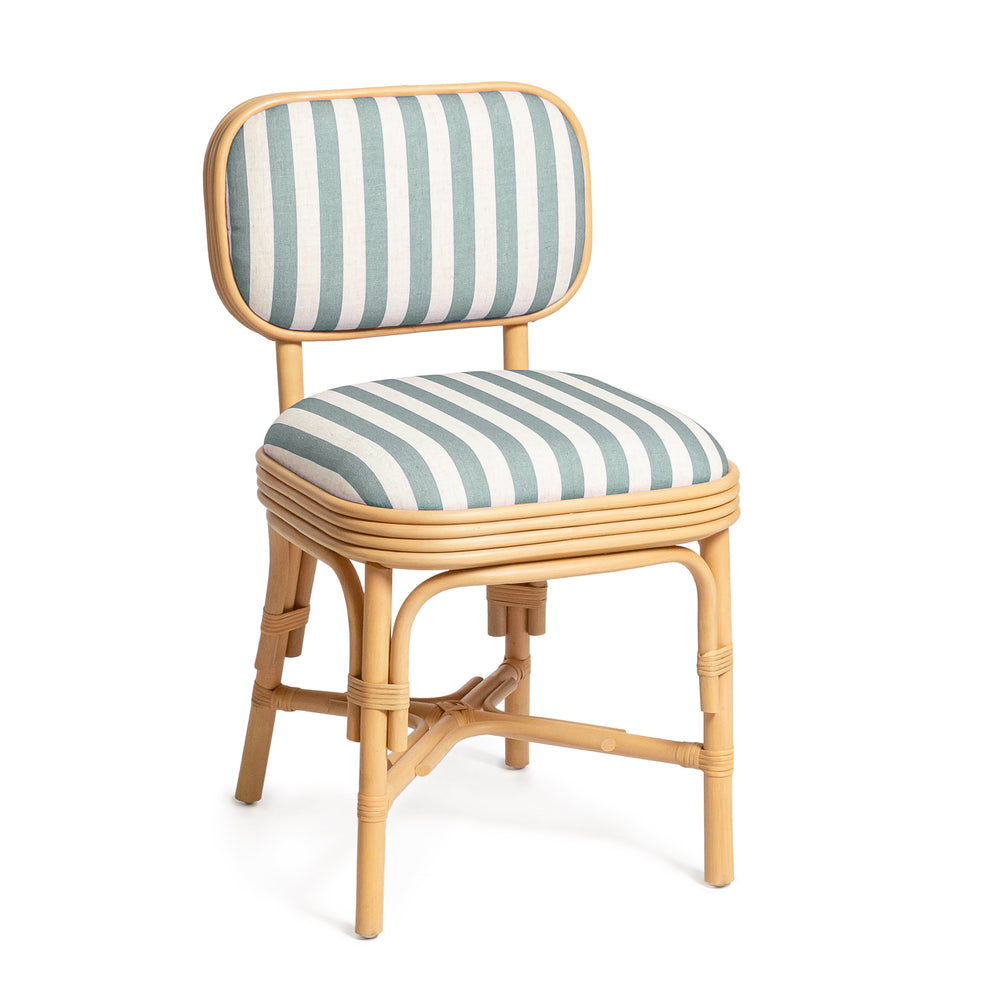 Dorine Striped Performance Linen &amp; Rattan Dining Chair
