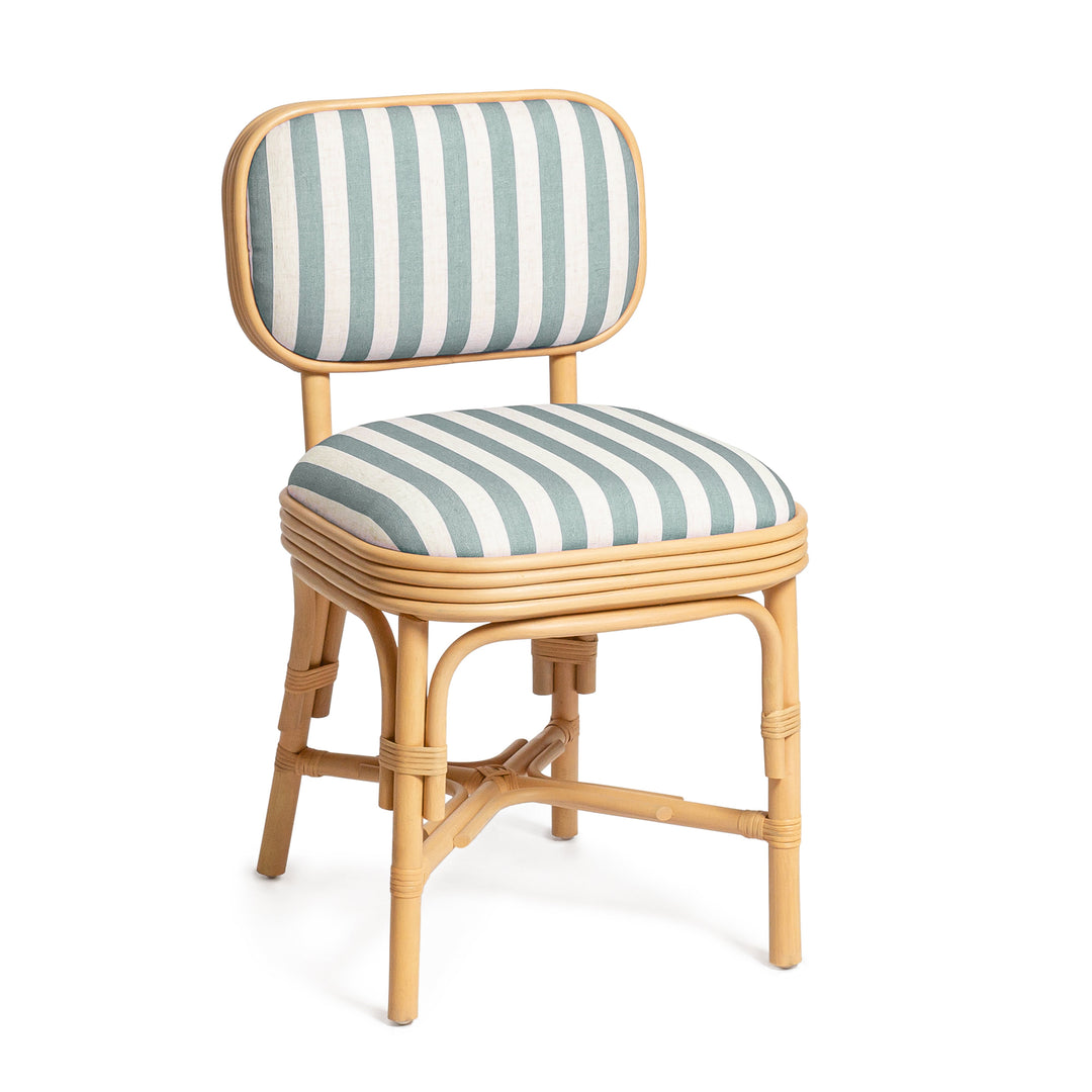 Dorine Striped Performance Linen &amp; Rattan Dining Chair