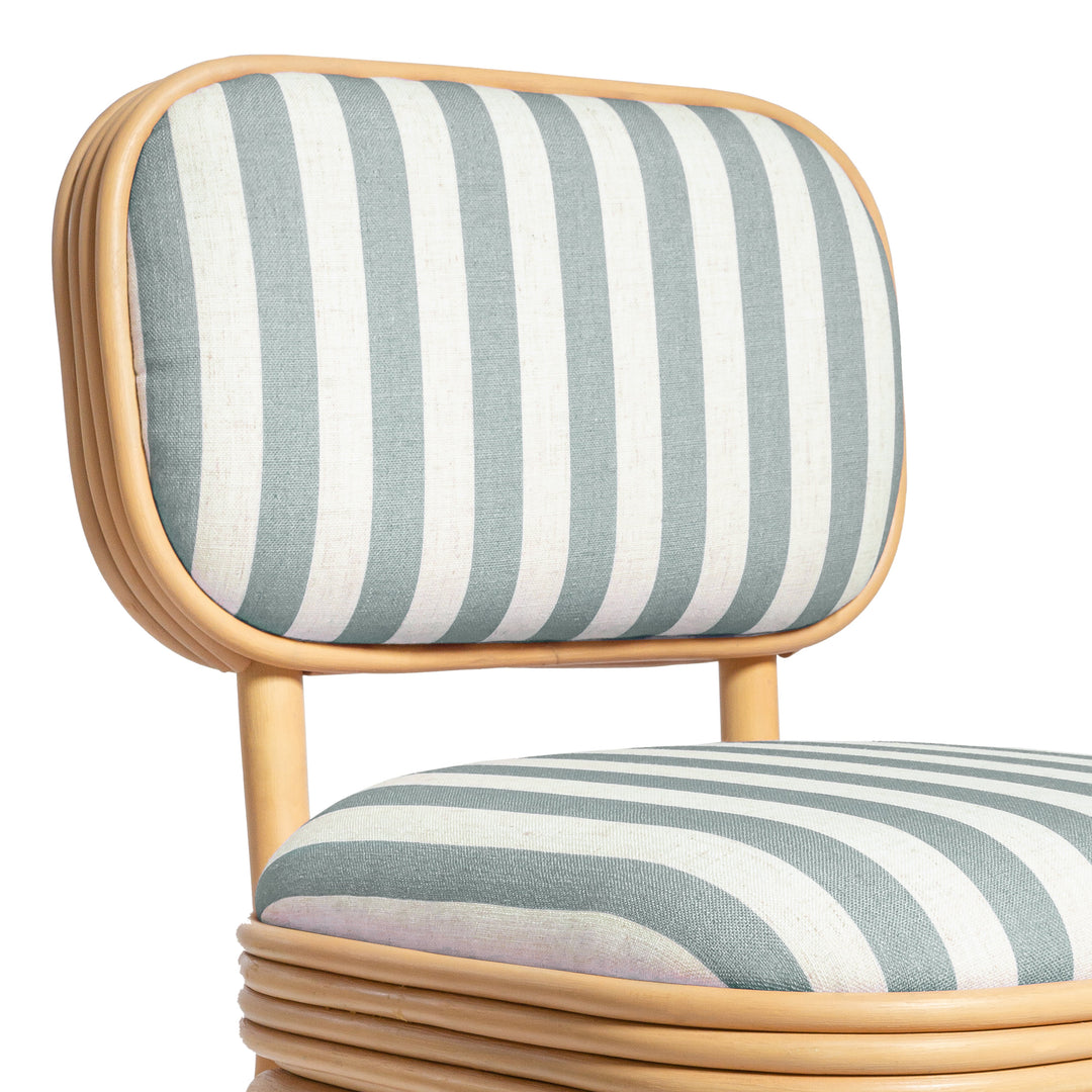 Dorine Mint Green Striped Performance Linen &amp; Rattan Dining Chair