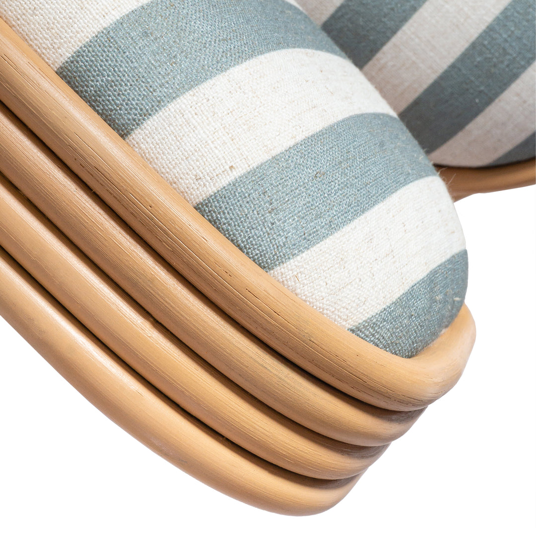Dorine Mint Green Striped Performance Linen &amp; Rattan Dining Chair