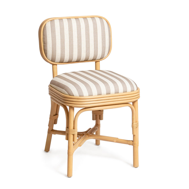Dorine Striped Performance Linen &amp;amp; Rattan Dining Chair