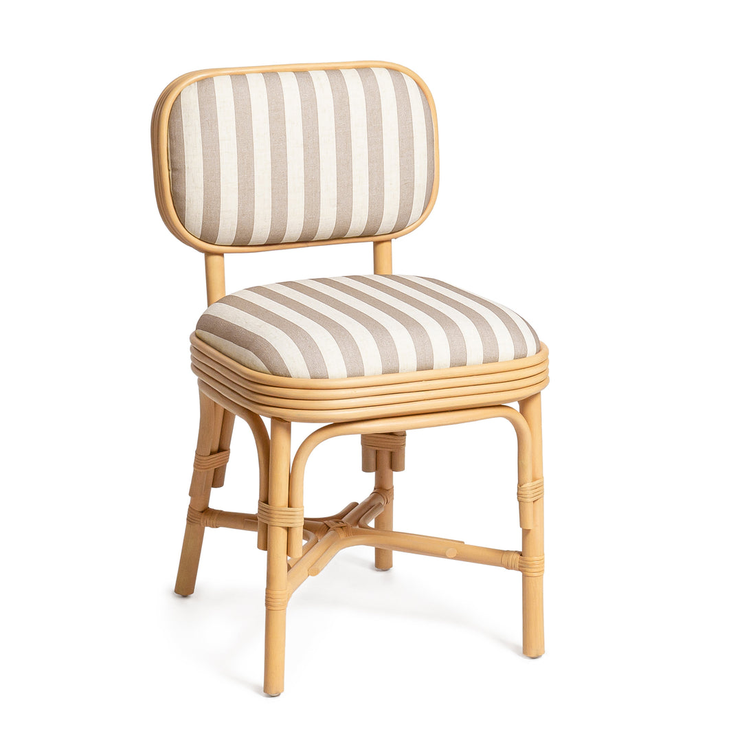 Dorine Striped Performance Linen &amp; Rattan Dining Chair