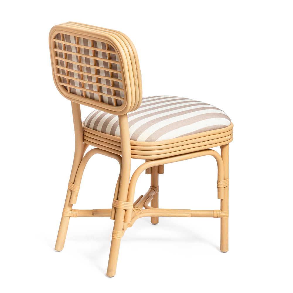 Dorine Yellow Striped Performance Linen &amp; Rattan Dining Chair