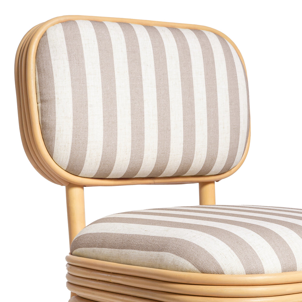 Dorine Yellow Striped Performance Linen &amp; Rattan Dining Chair