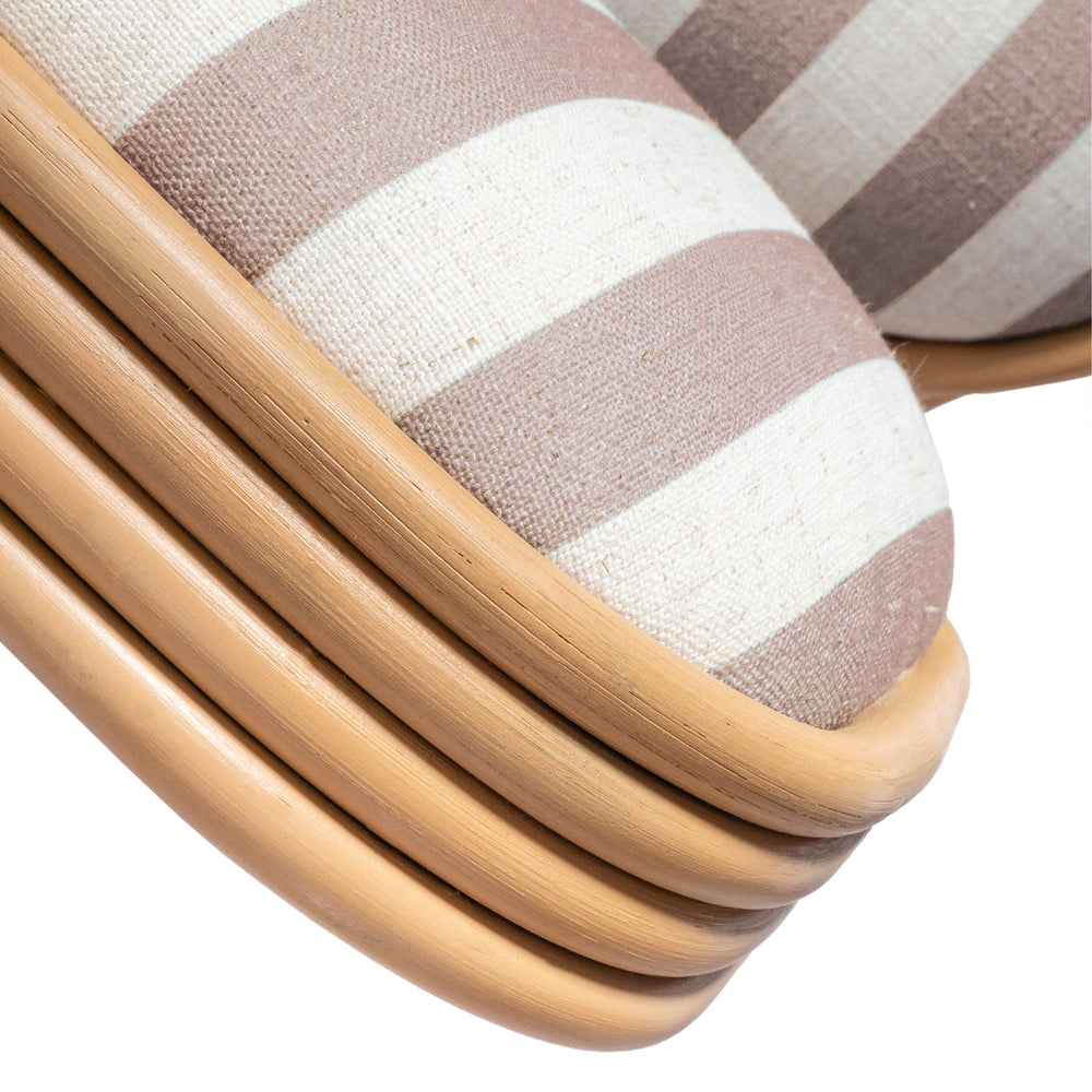 Dorine Yellow Striped Performance Linen &amp; Rattan Dining Chair