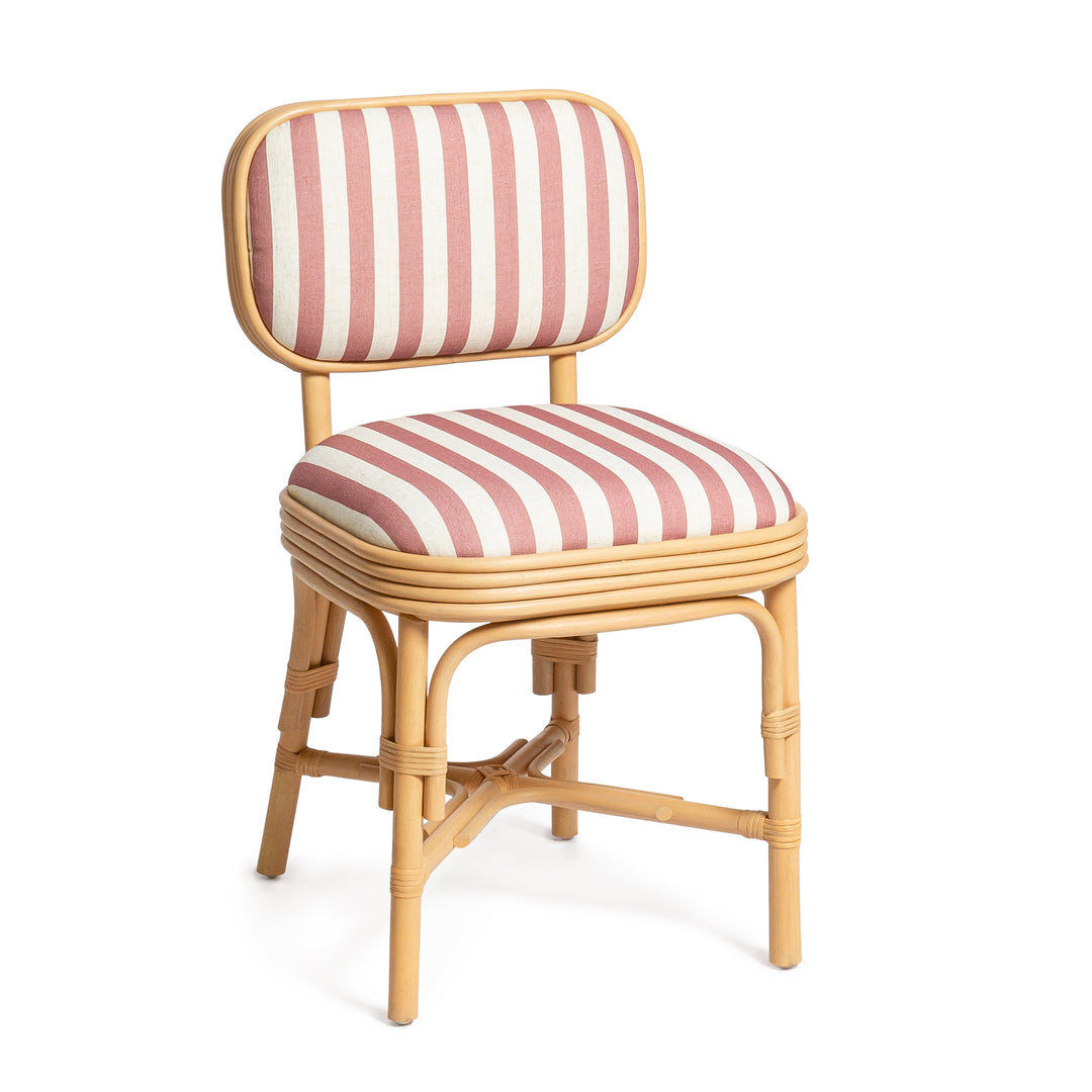 Dorine Striped Performance Linen &amp; Rattan Dining Chair