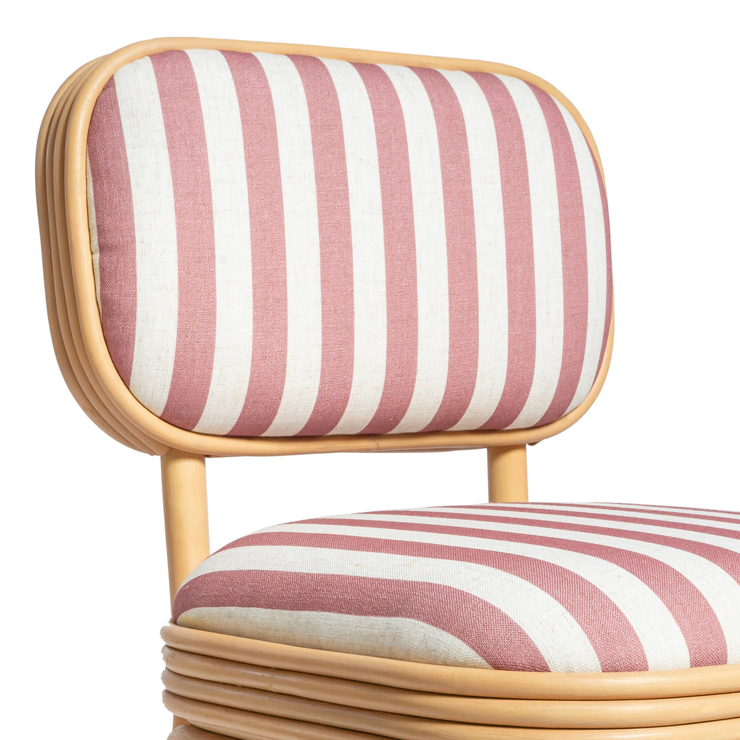 Dorine Cherry Striped Performance Linen &amp; Rattan Dining Chair