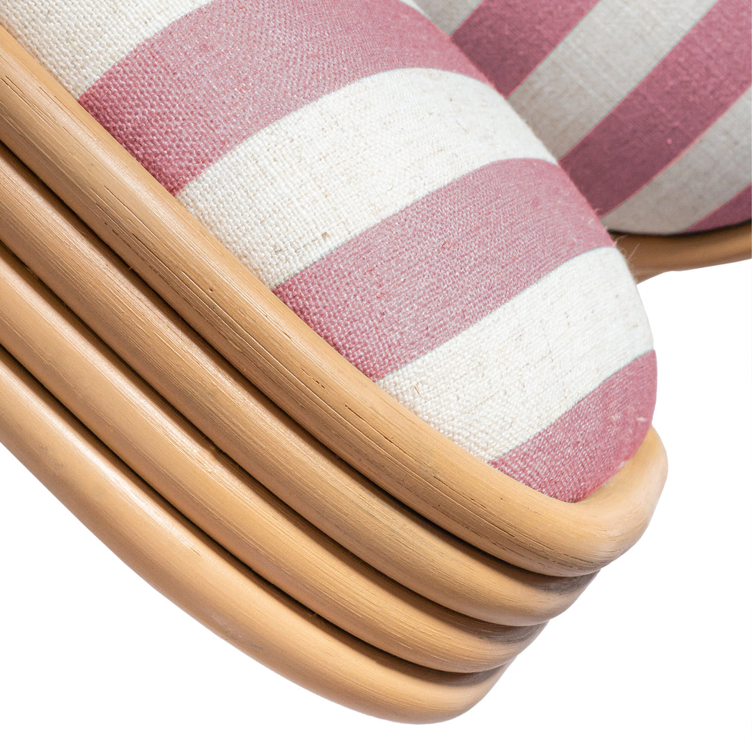 Dorine Cherry Striped Performance Linen &amp; Rattan Dining Chair