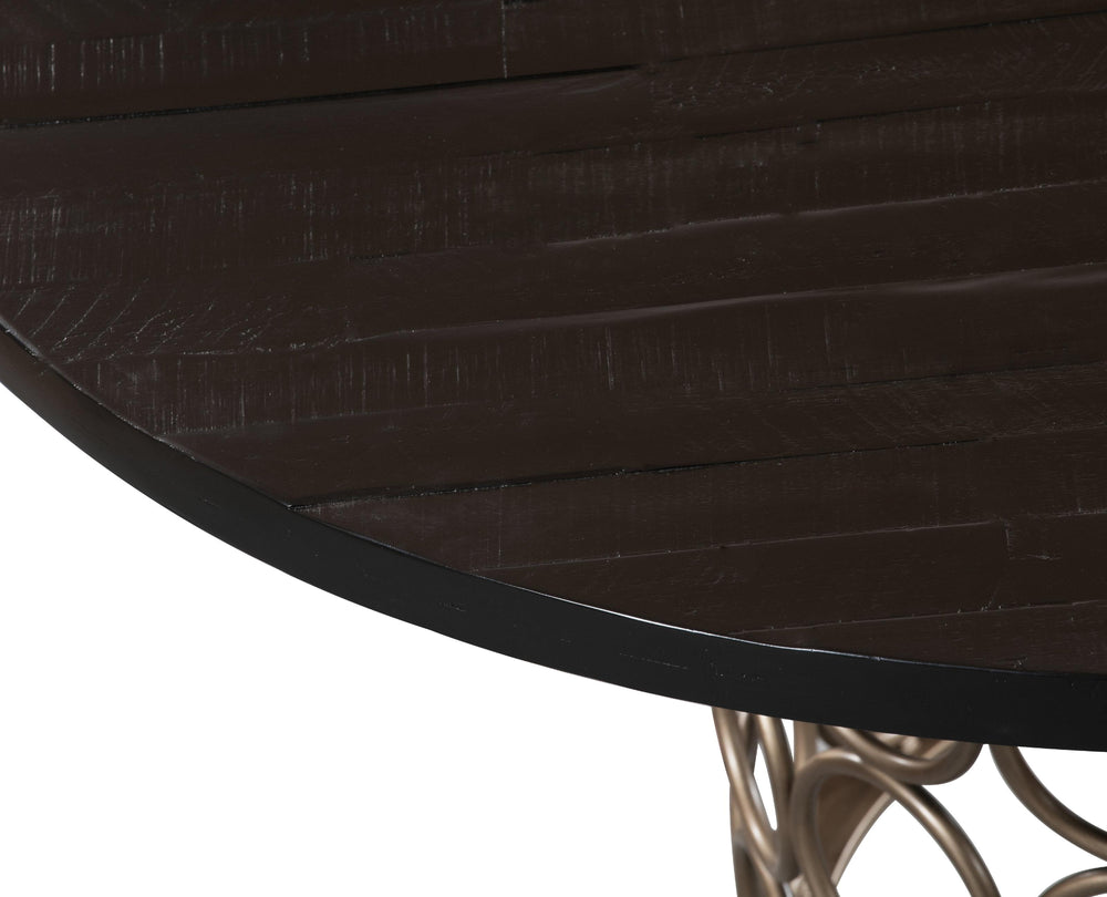 Valentina 57" Black Acacia Round Dining Table