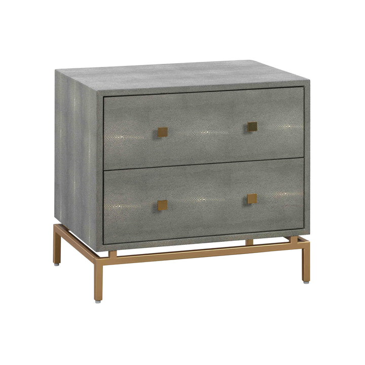 Pesce 25" Grey Faux Shagreen 2-Drawer Nightstand