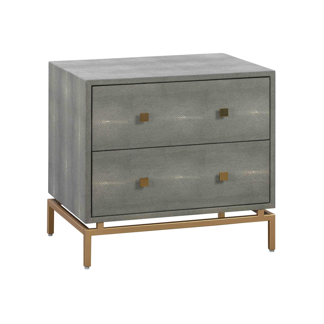 Pesce 25" Grey Faux Shagreen 2-Drawer Nightstand