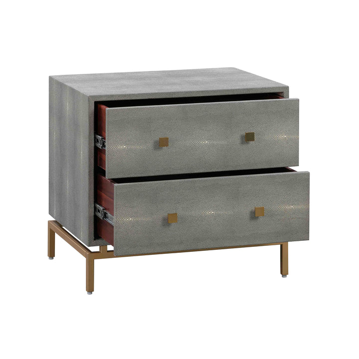 Pesce 25" Grey Faux Shagreen 2-Drawer Nightstand
