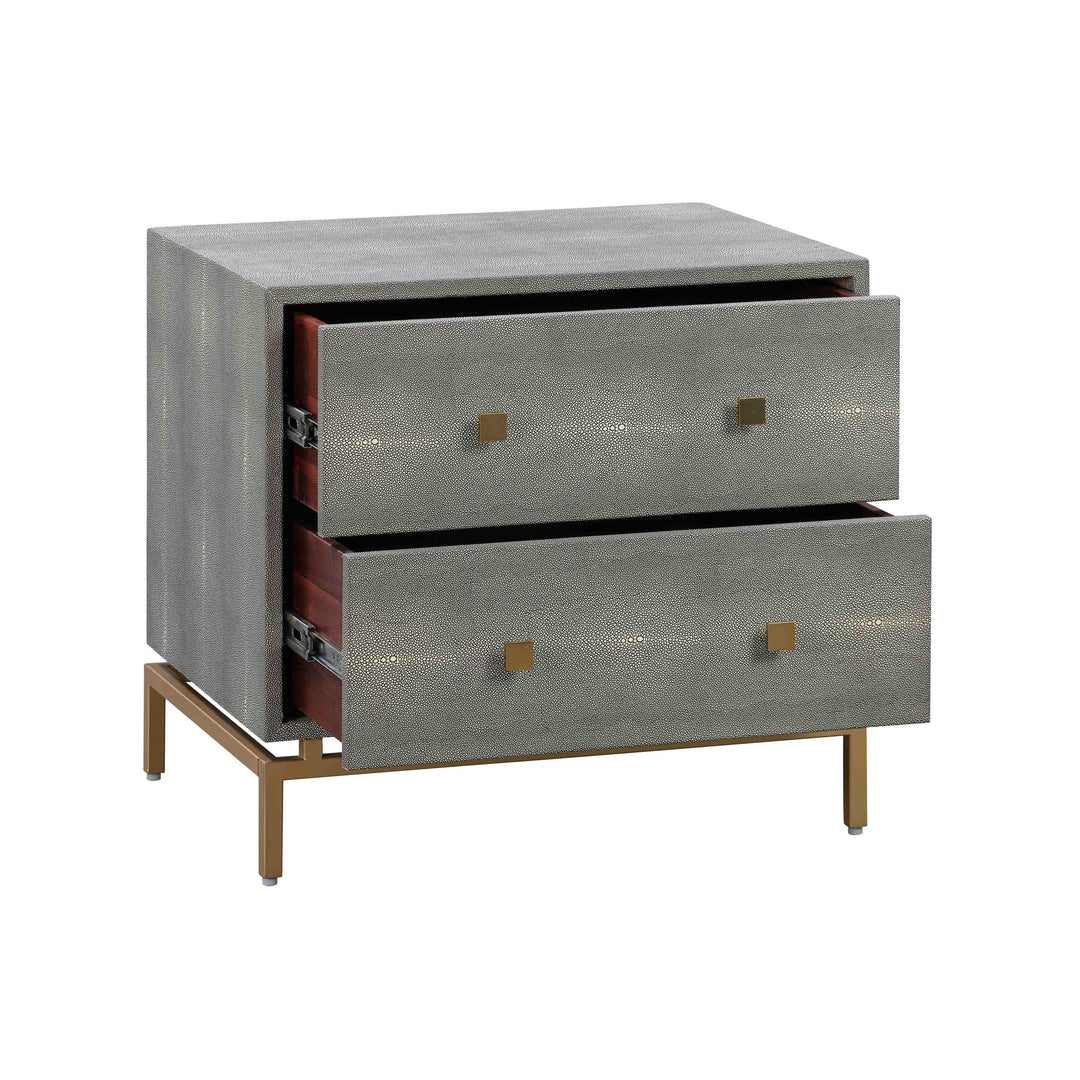 Pesce 25" Grey Faux Shagreen 2-Drawer Nightstand