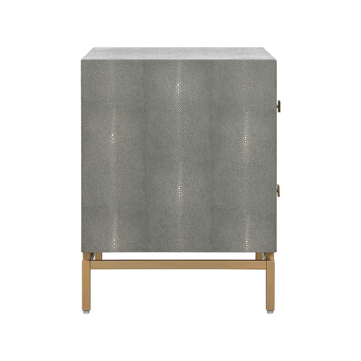 Pesce 25" Grey Faux Shagreen 2-Drawer Nightstand