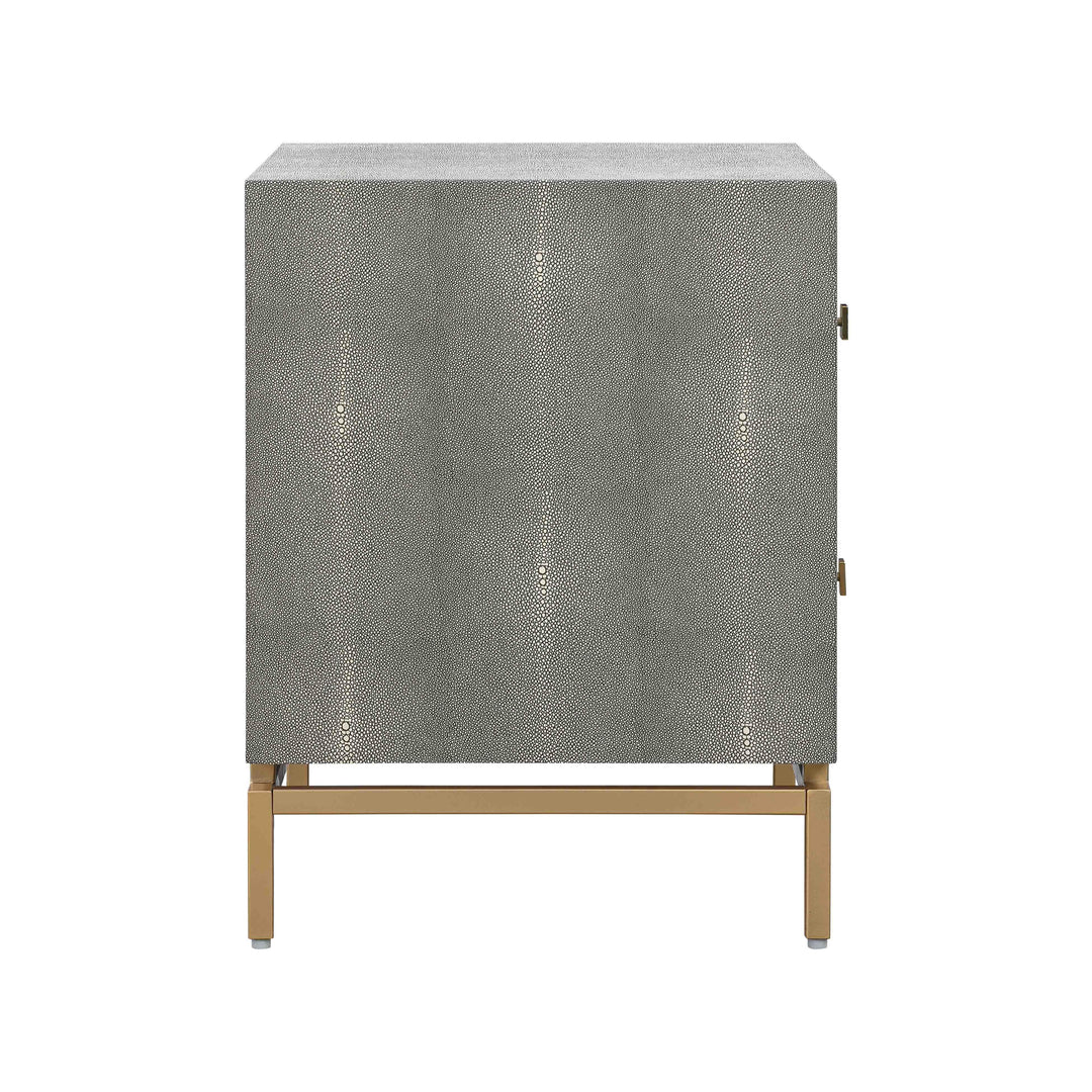 Pesce 25" Grey Faux Shagreen 2-Drawer Nightstand