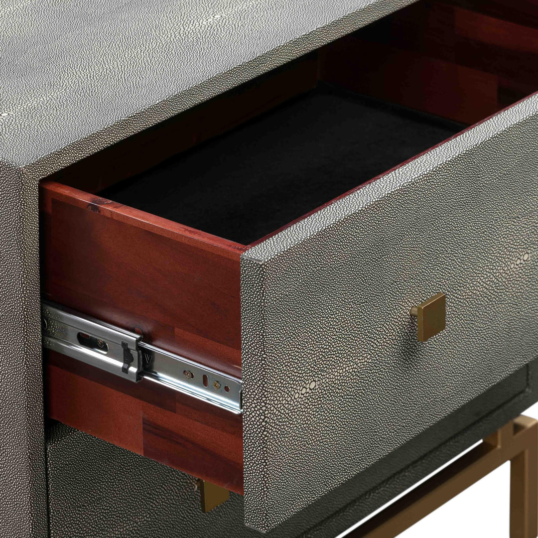 Pesce 25" Grey Faux Shagreen 2-Drawer Nightstand