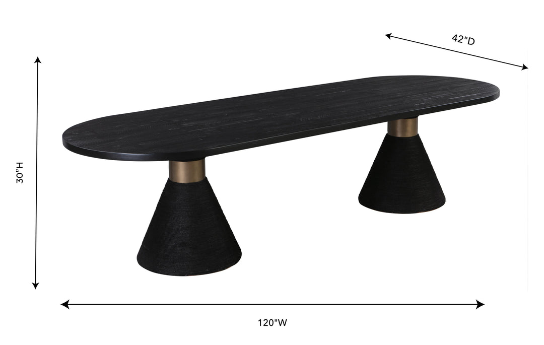 Rishi 120" Black Rope Oval Dining Table