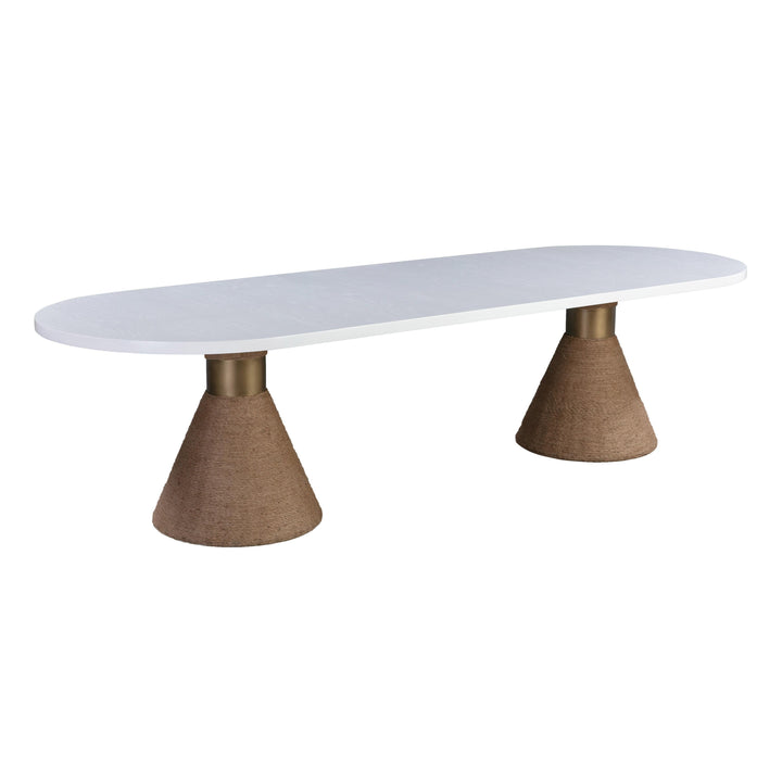 Rishi 120" White Rope Oval Dining Table
