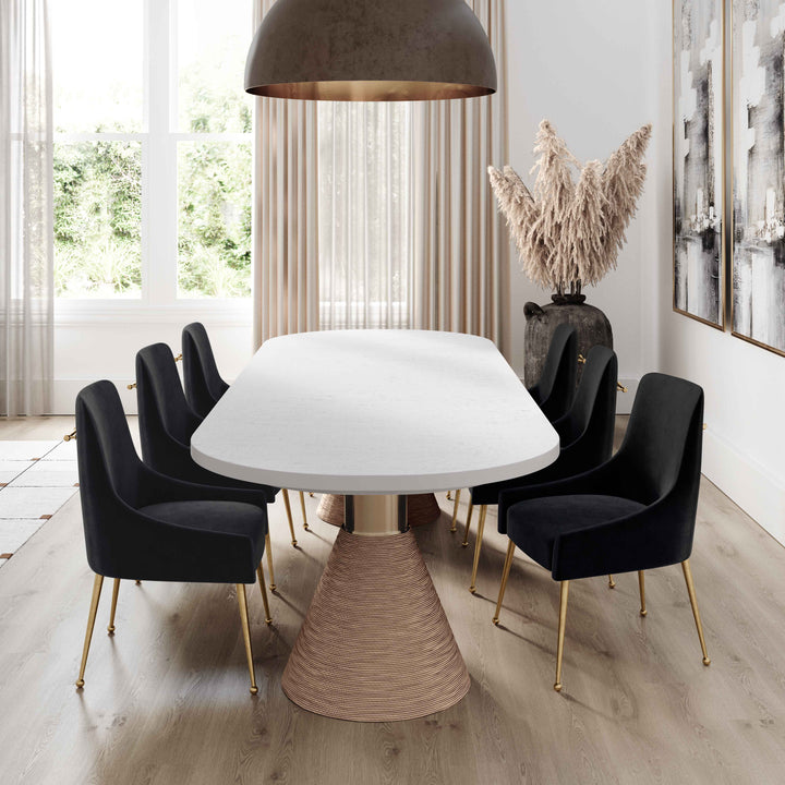 Rishi 120" White Rope Oval Dining Table