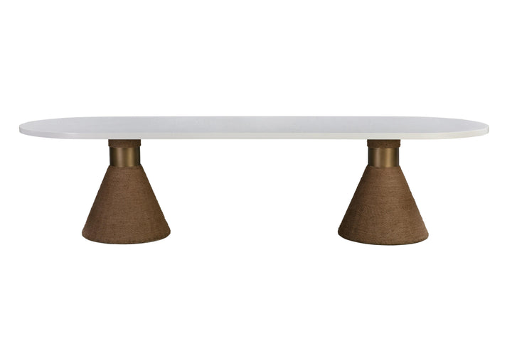 Rishi 120" White Rope Oval Dining Table