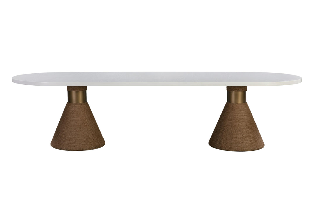 Rishi 120" White Rope Oval Dining Table