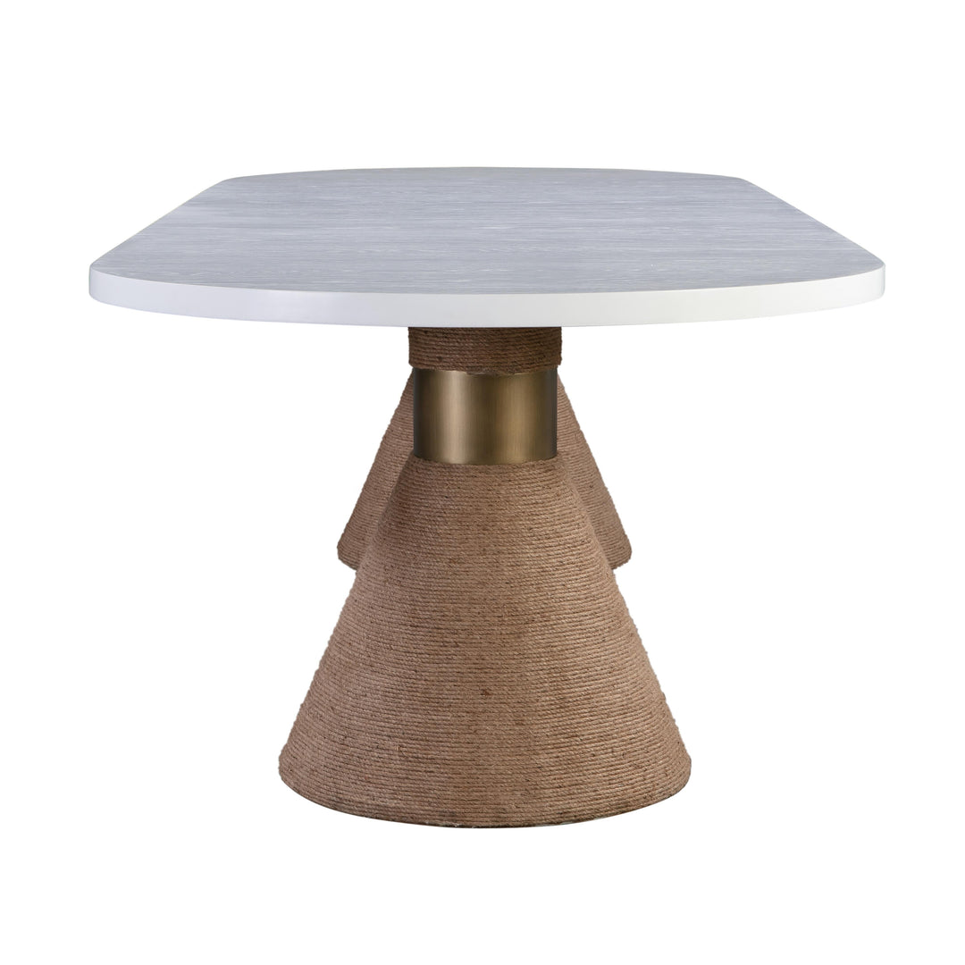 Rishi 120" White Rope Oval Dining Table