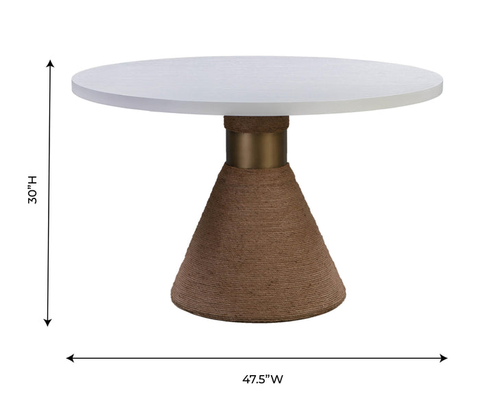 Rishi 48" White Rope Round Dining Table