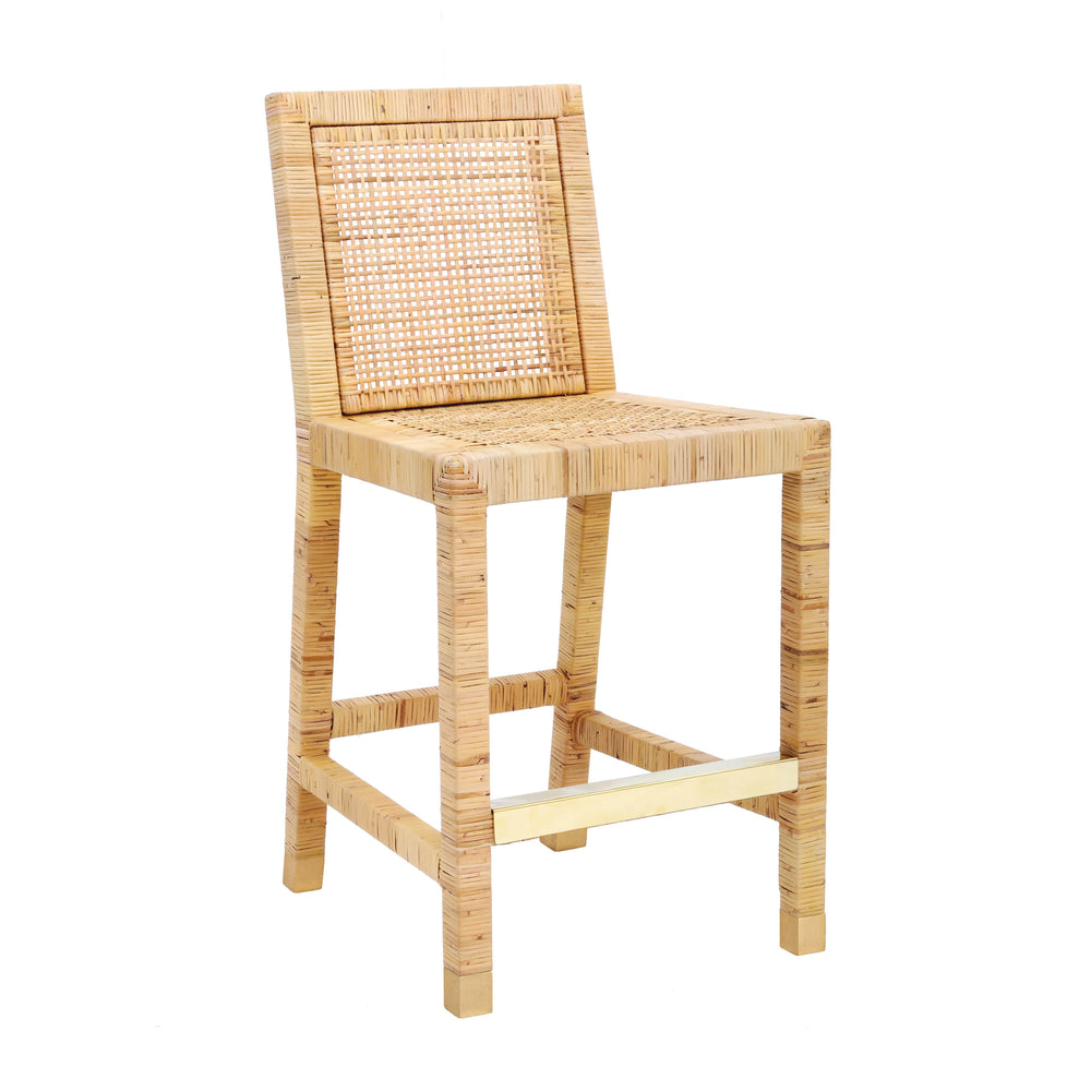 Amara Woven Rattan Performance Fabric Stool