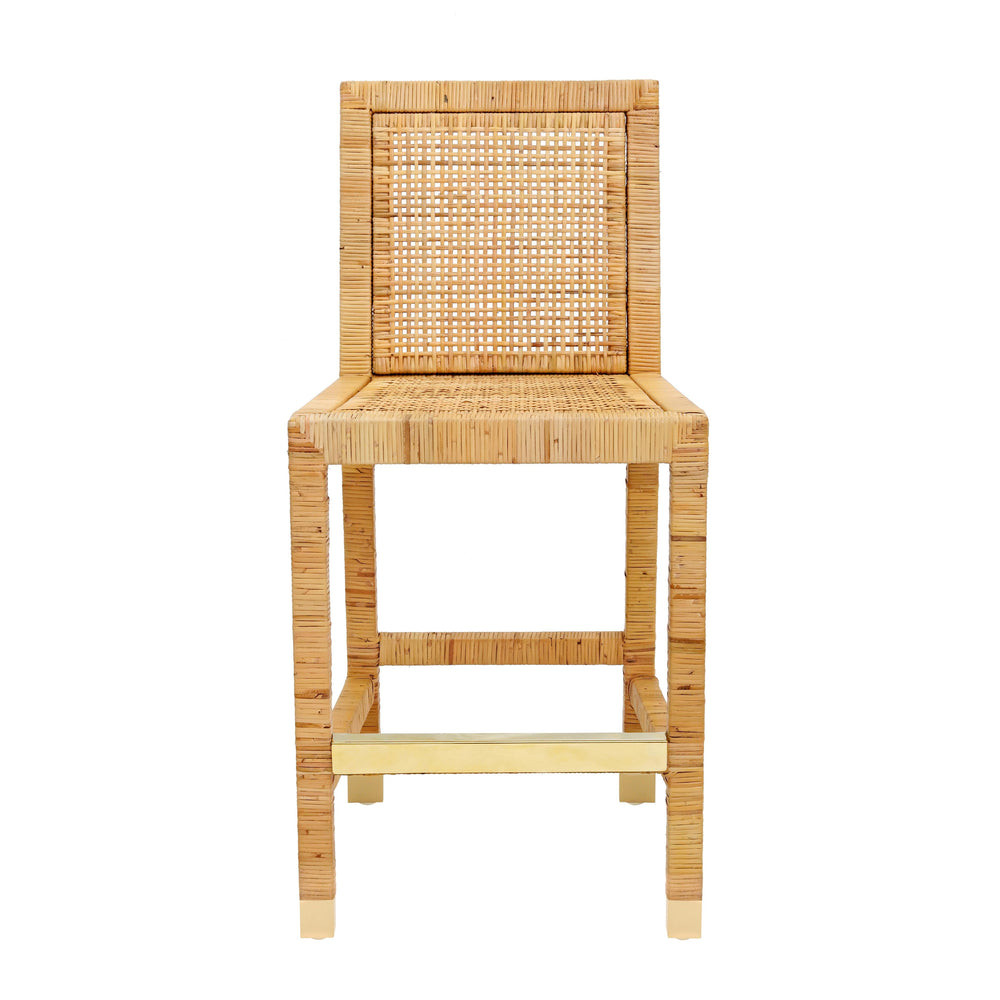 Amara Woven Rattan Performance Fabric Stool