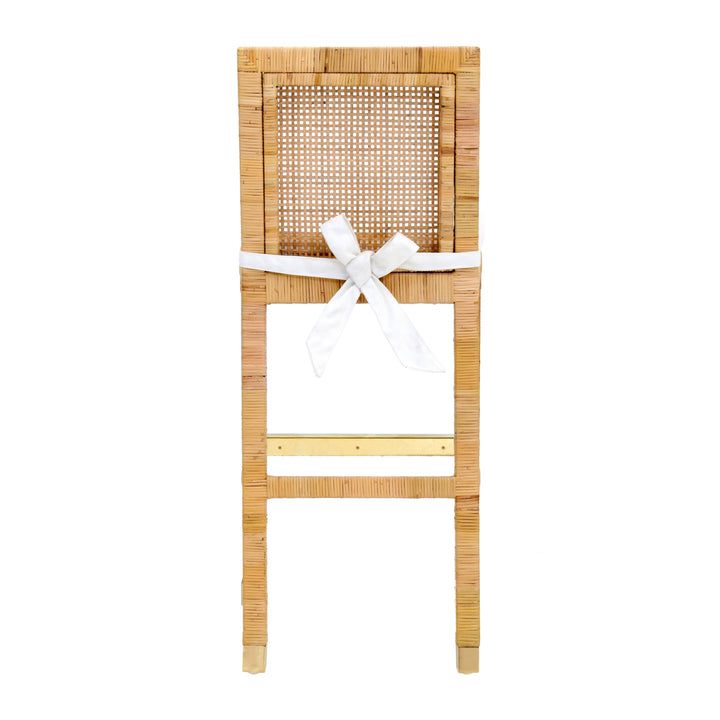 Amara Natural Woven Rattan Performance Fabric Counter Stool