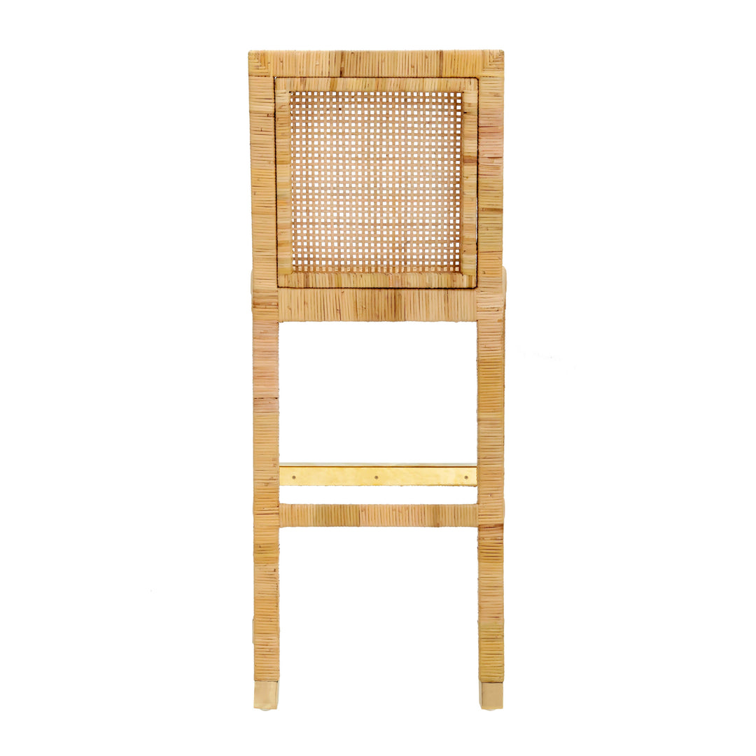 Amara Natural Woven Rattan Performance Fabric Counter Stool