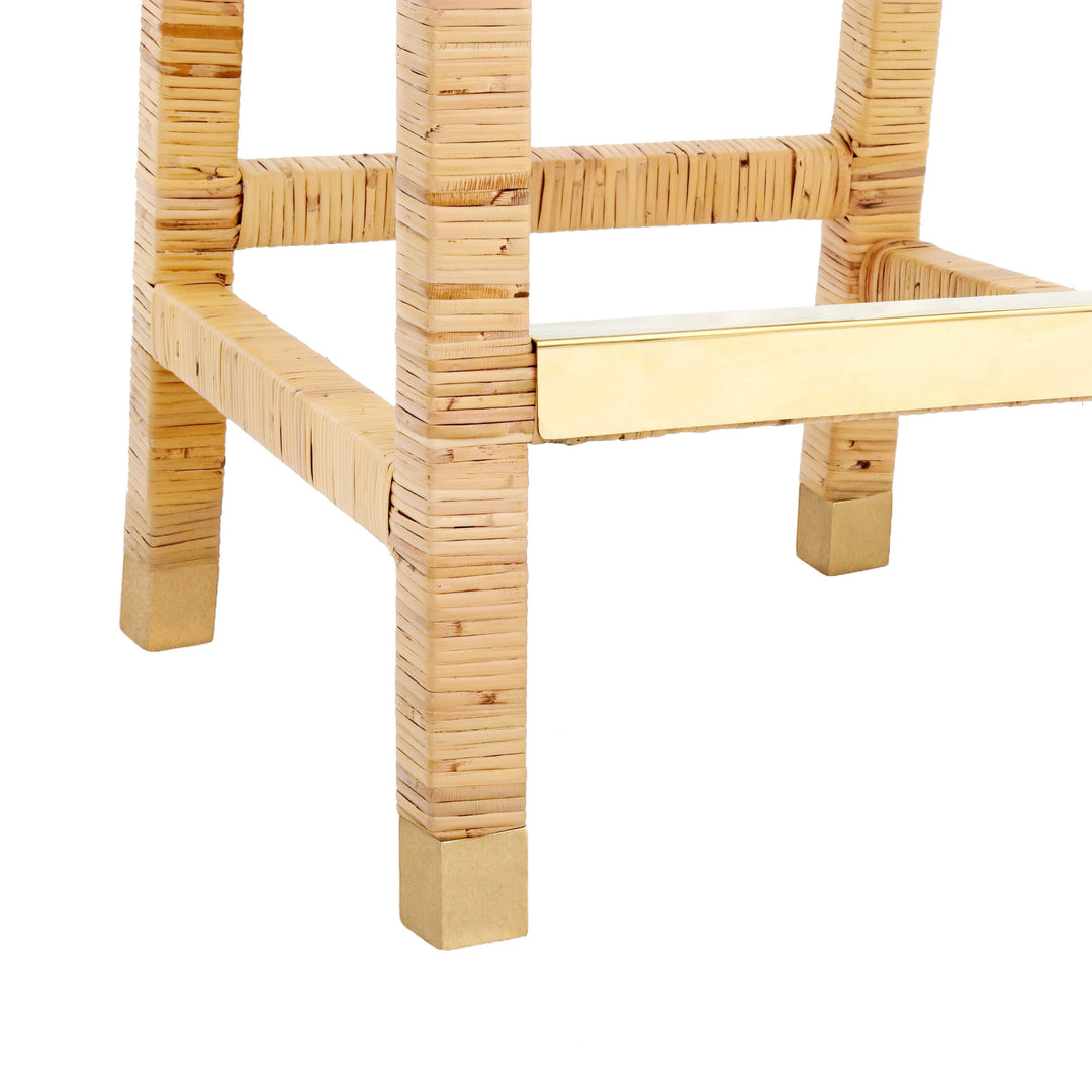 Amara Natural Woven Rattan Performance Fabric Counter Stool