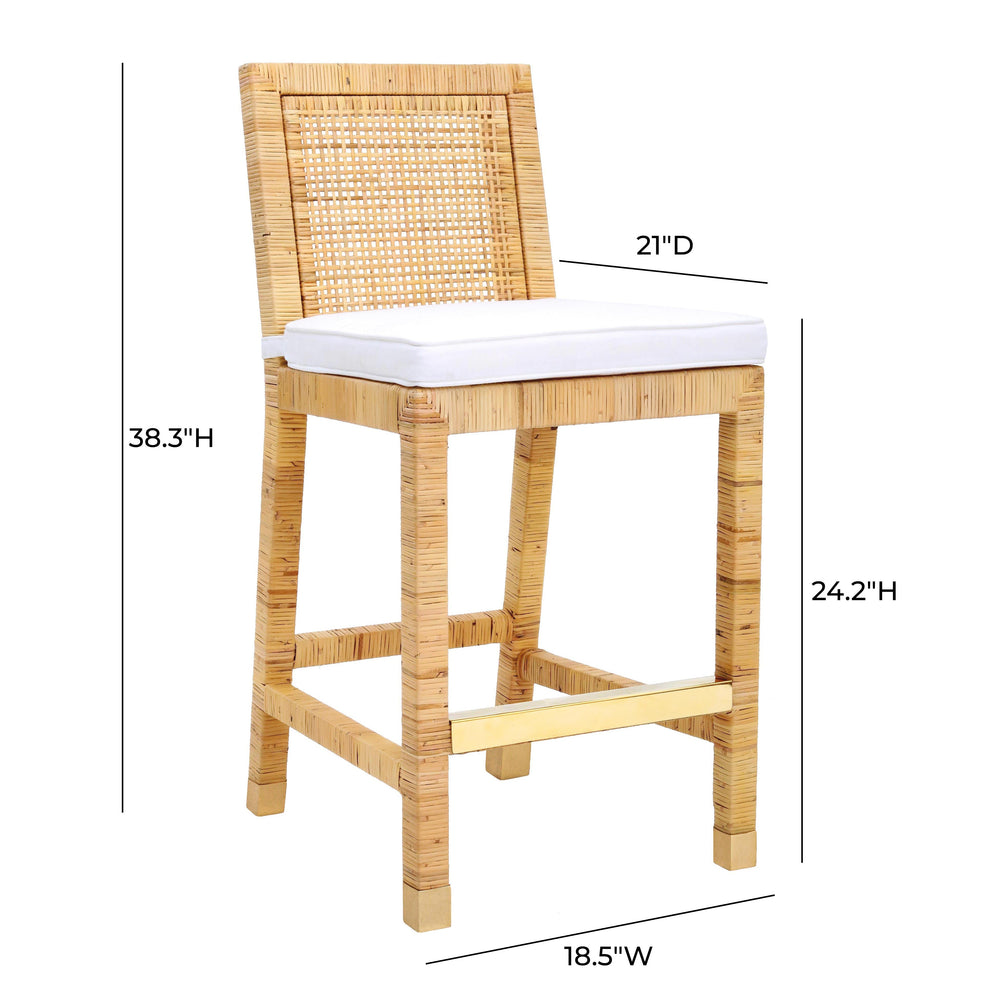 Amara Woven Rattan Performance Fabric Stool
