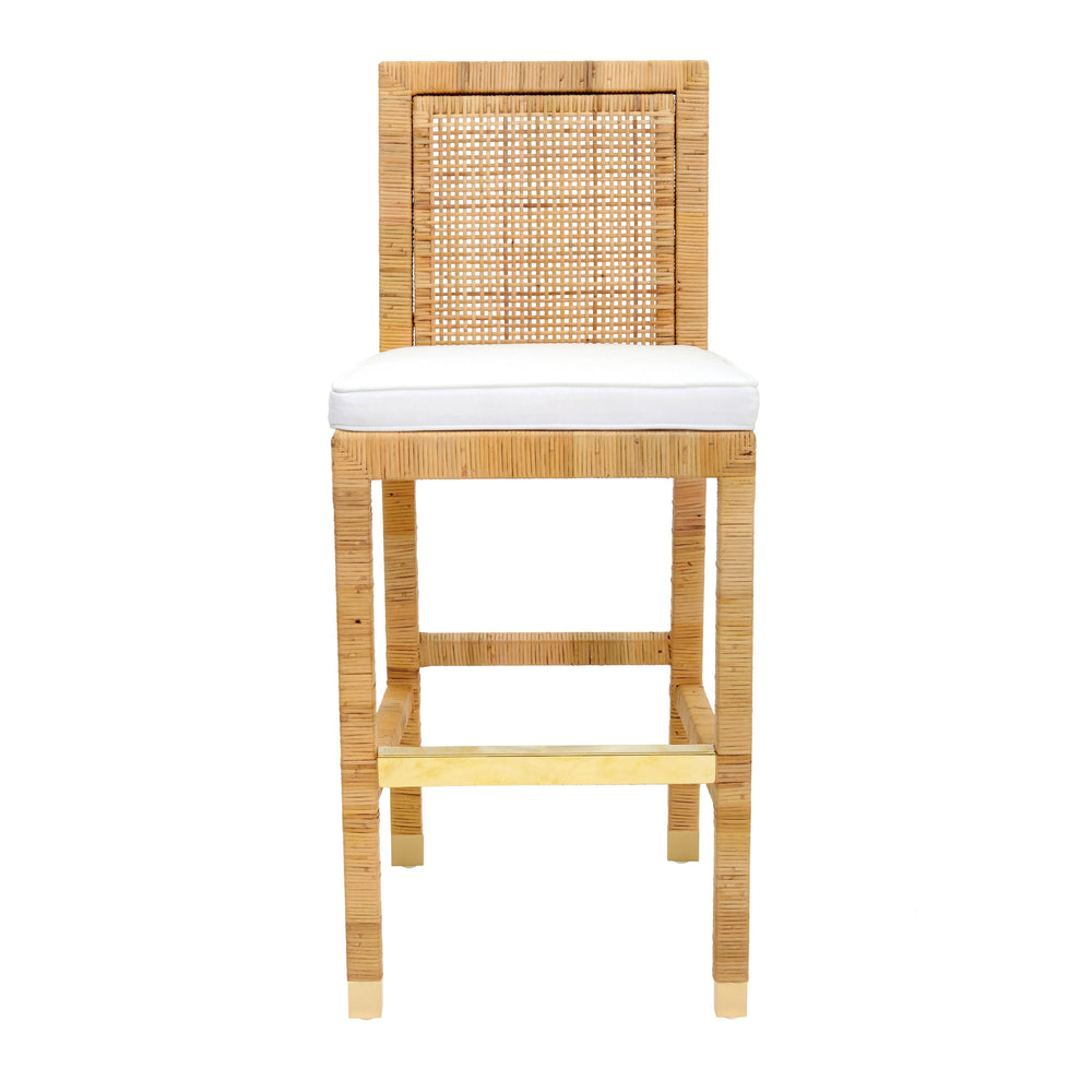 Amara Woven Rattan Performance Fabric Stool