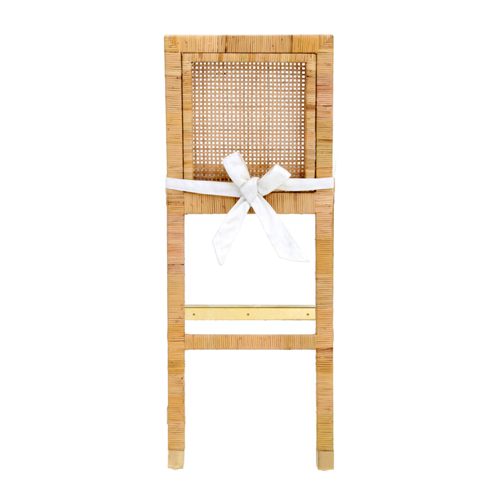 Amara Natural Woven Rattan Performance Fabric Bar Stool