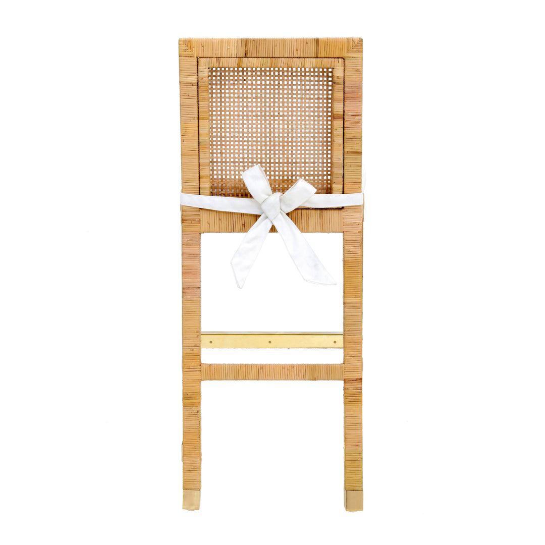 Amara Natural Woven Rattan Performance Fabric Bar Stool