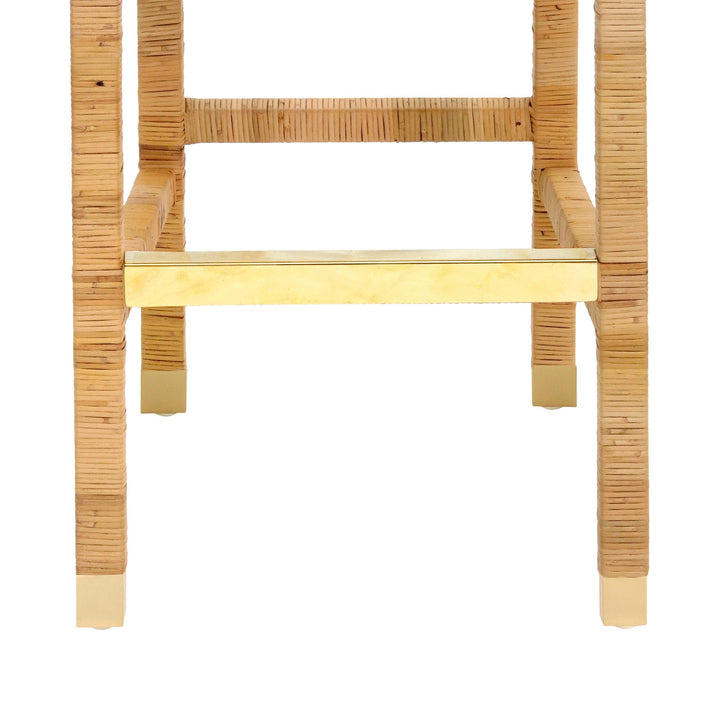 Amara Natural Woven Rattan Performance Fabric Bar Stool