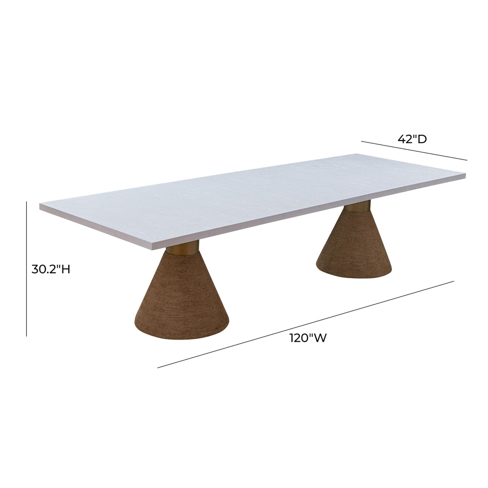 Rishi 120" Natural &amp; White Rope Rectangular Dining Table