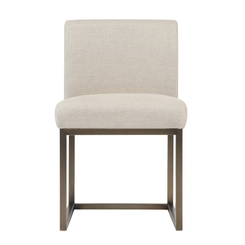 Haute Beige Linen Chair in Brass