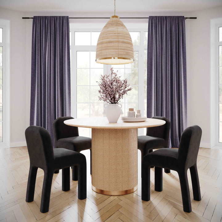Akiba 47" Natural Ash &amp;amp; Rattan Round Dining Table