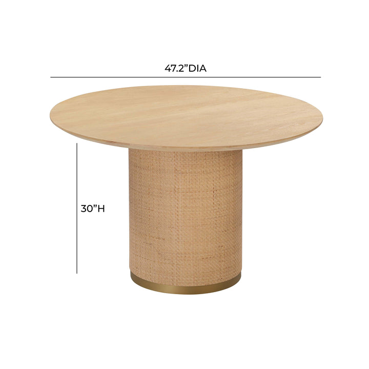 Akiba 47" Natural Ash &amp;amp; Rattan Round Dining Table