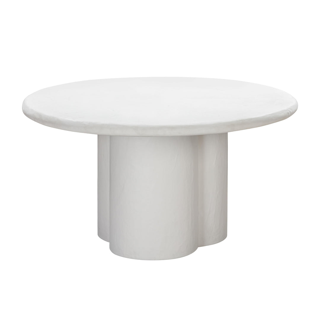 Elika 59" White Faux Plaster Indoor/Outdoor Round Dining Table