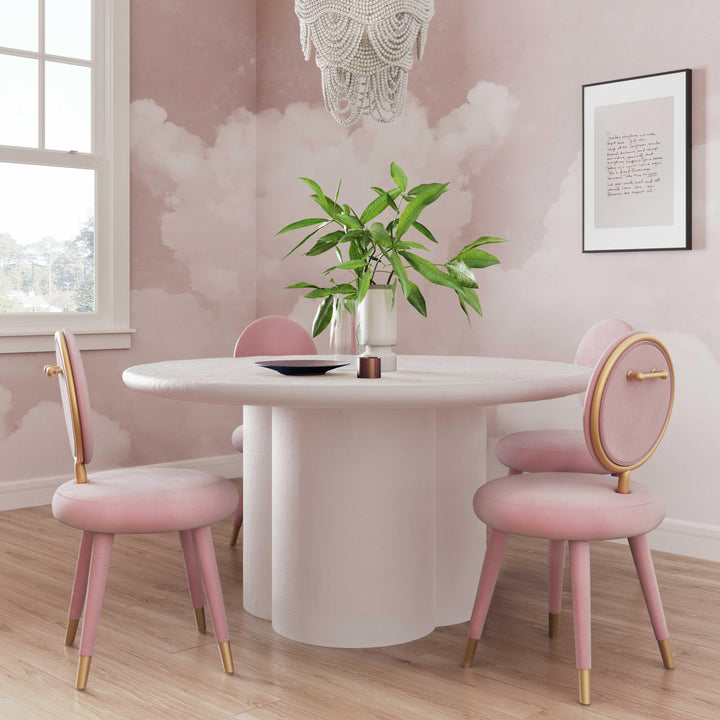 Elika 59" White Faux Plaster Indoor/Outdoor Round Dining Table