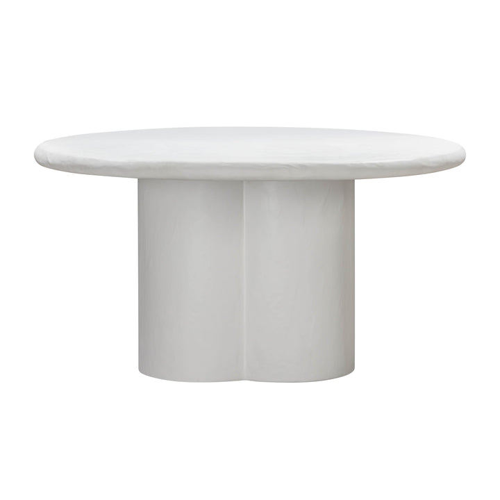 Elika 59" White Faux Plaster Indoor/Outdoor Round Dining Table