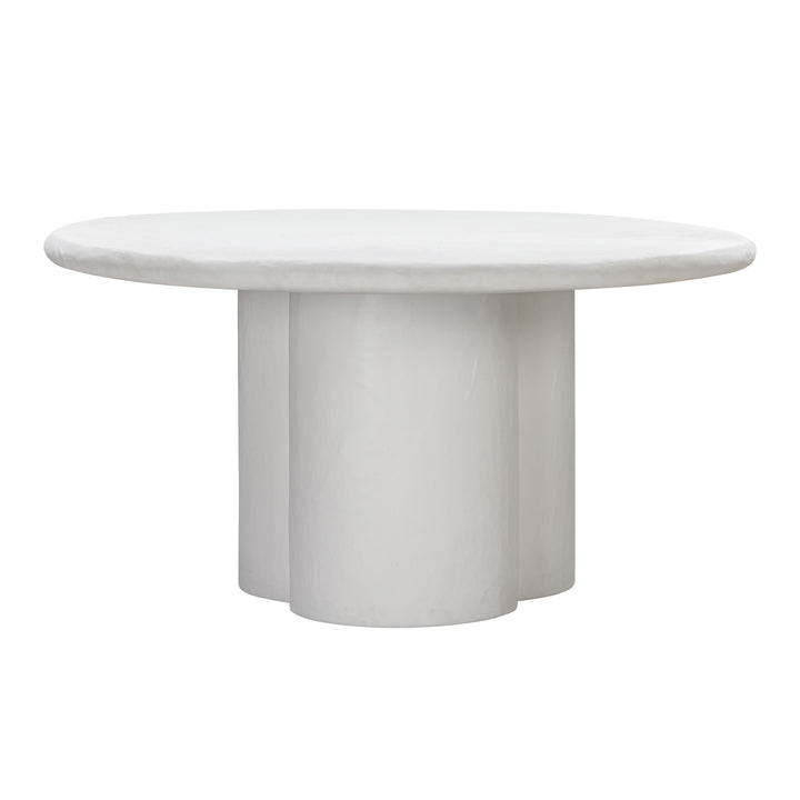 Elika 59" White Faux Plaster Indoor/Outdoor Round Dining Table