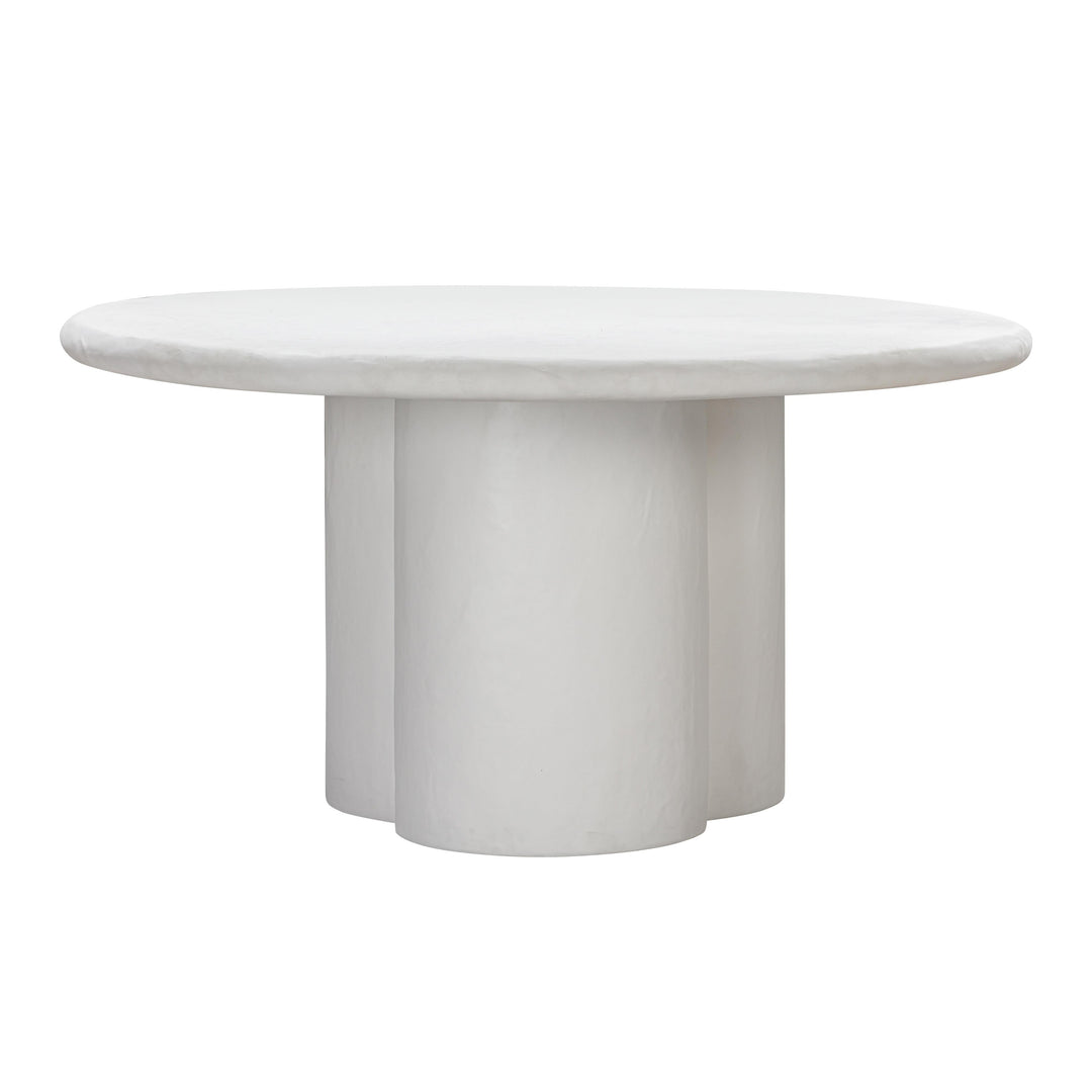 Elika 59" White Faux Plaster Indoor/Outdoor Round Dining Table