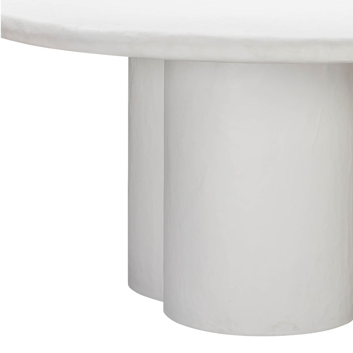 Elika 59" White Faux Plaster Indoor/Outdoor Round Dining Table