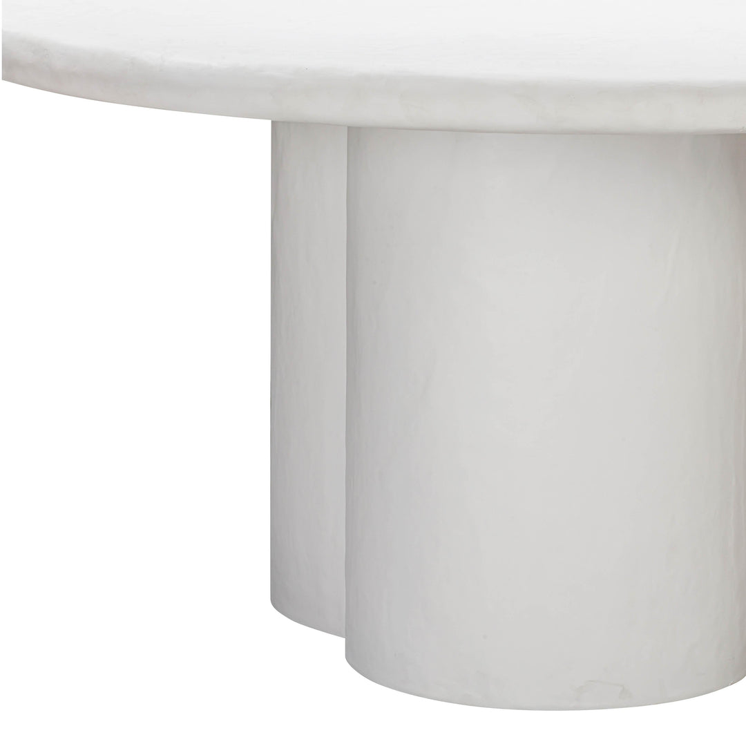 Elika 59" White Faux Plaster Indoor/Outdoor Round Dining Table