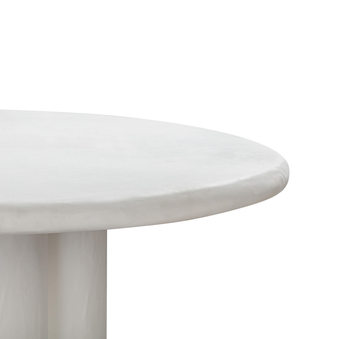 Elika 59" White Faux Plaster Indoor/Outdoor Round Dining Table
