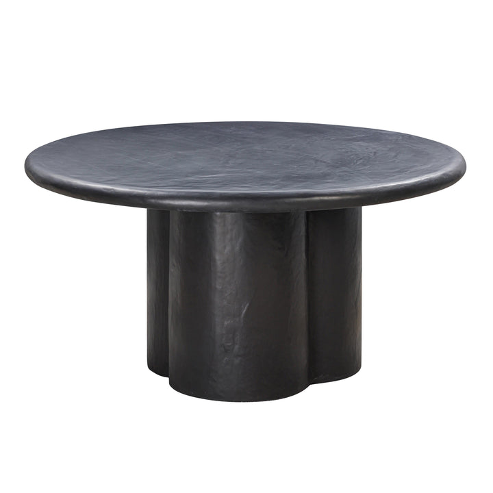 Elika 59" Black Faux Plaster Indoor/Outdoor Round Dining Table